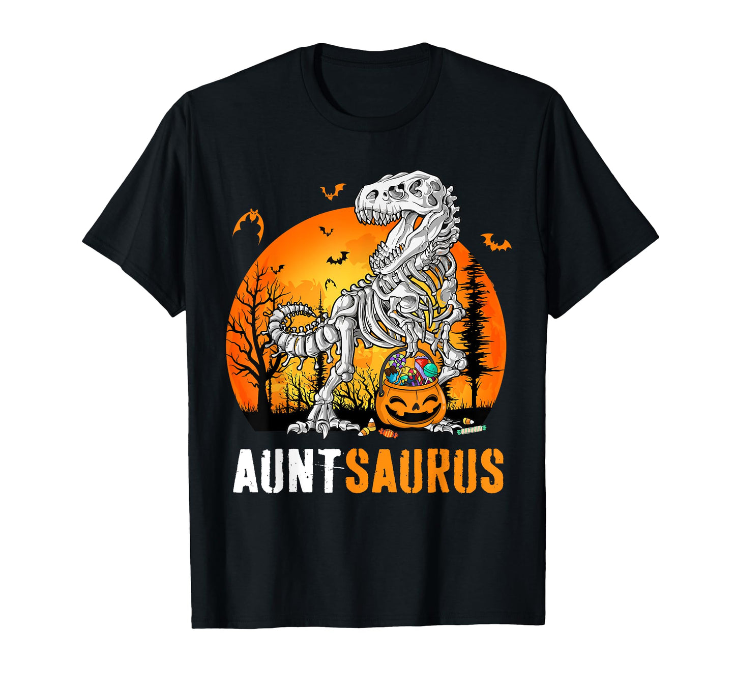 Auntsaurus Dinosaur Skeleton Halloween Aunt Saurus T-Shirt