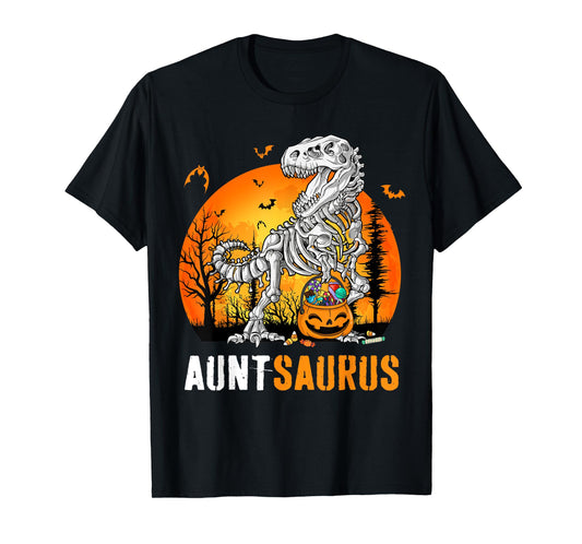 Auntsaurus Dinosaur Skeleton Halloween Aunt Saurus T-Shirt