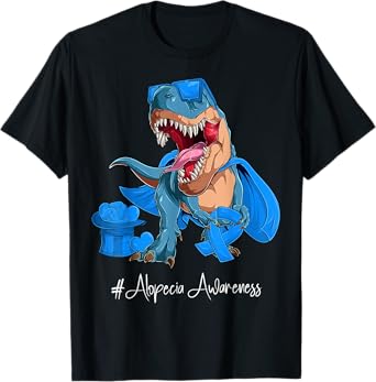 Alopecia Awareness Month Blue Ribbon Trex T-Shirt