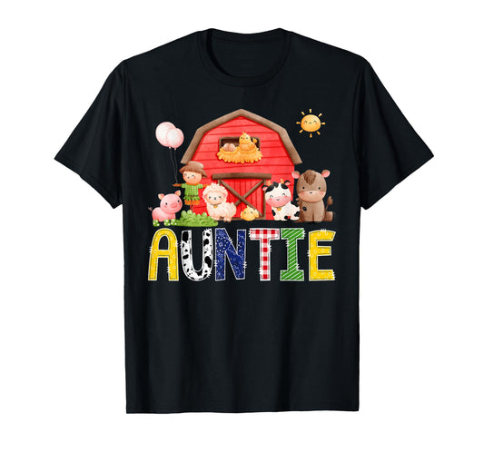 Auntie Red Farm Cow Birthday Boy Party Matching Family T-Shirt