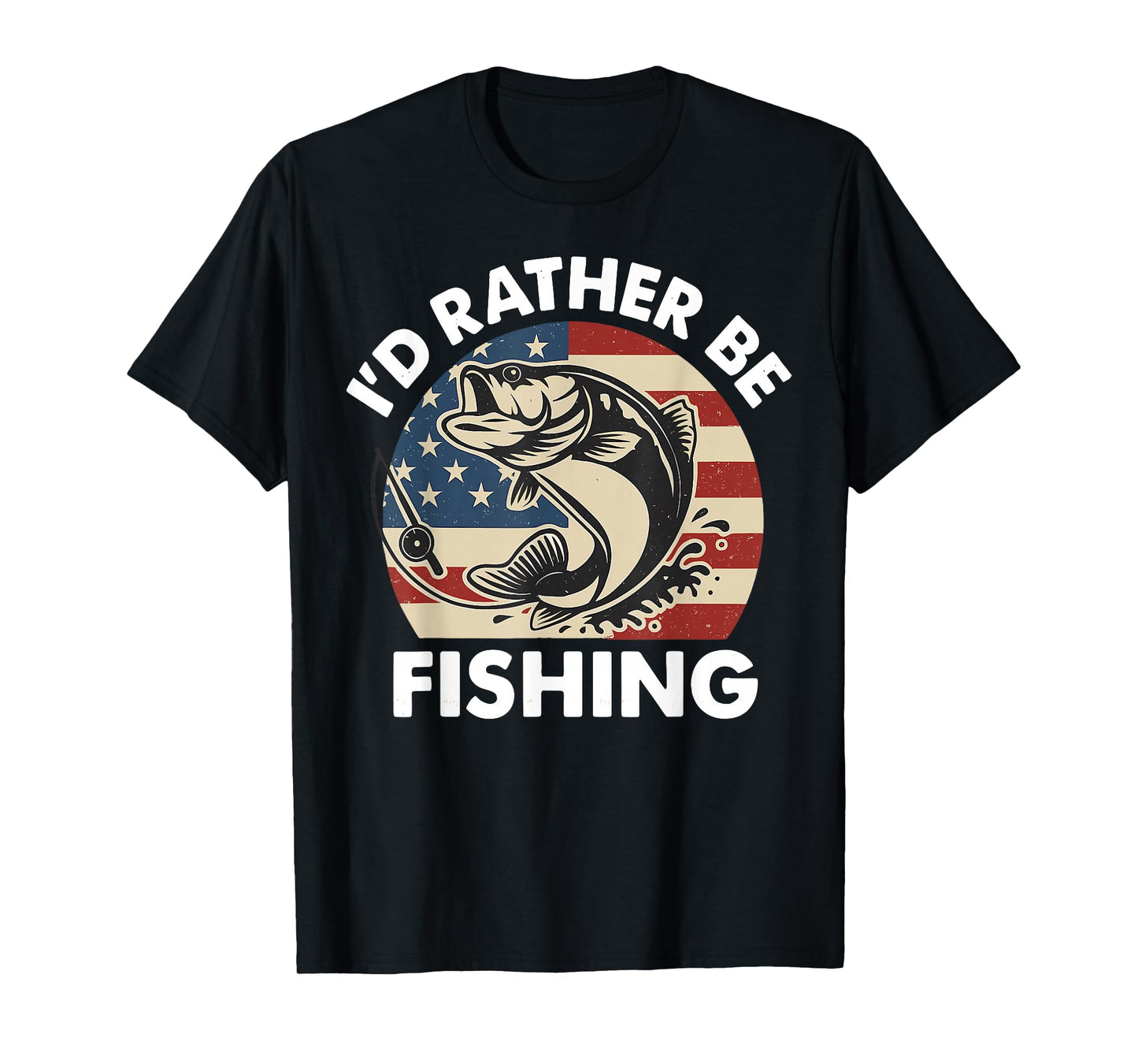 Funny I'd Rather Be Fishing American Flag Patriotic for Kids T-Shirt