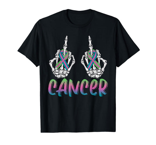 Fuck Cancer Metastatic Breast Cancer Skeleton Halloween Day T-Shirt