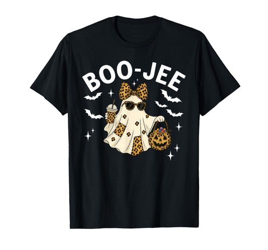 Coquette Leopard Ghost Coffee Boo-JEE Halloween Boujee T-Shirt