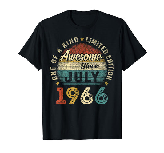 Retro 59 Years Old July 1966 Vintage 59th Birthday Men Women T-Shirt