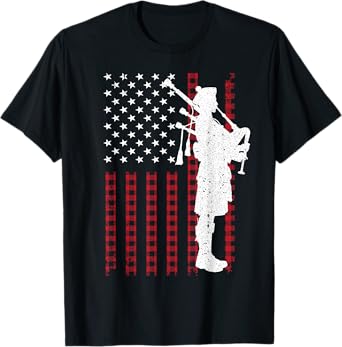 Cool US Flag Bagpiper Design For Men Women Bagpipe Players T-Shirt