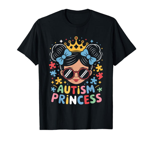 Autism Princess Afro Girls Bow Daughter Autism Awareness T-Shirt