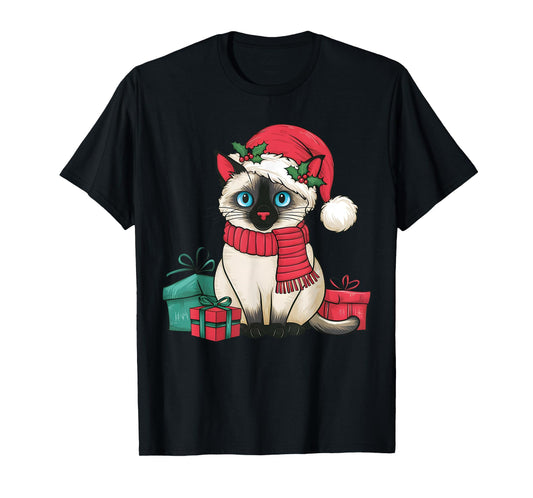 Siamese Cat Xmas Holiday Santa Siamese Cat Christmas Men Women Kids T-Shirt