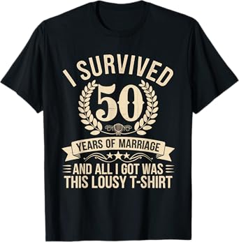 Couple Matching Wedding I Survived 50 Years Of Marriage T-Shirt
