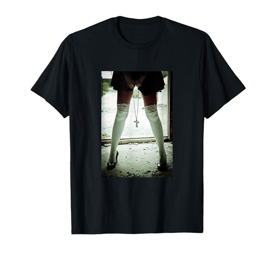 Sexy T-Shirt Sexy Mobile Phone Case Nun in Underwear Cross T-Shirt