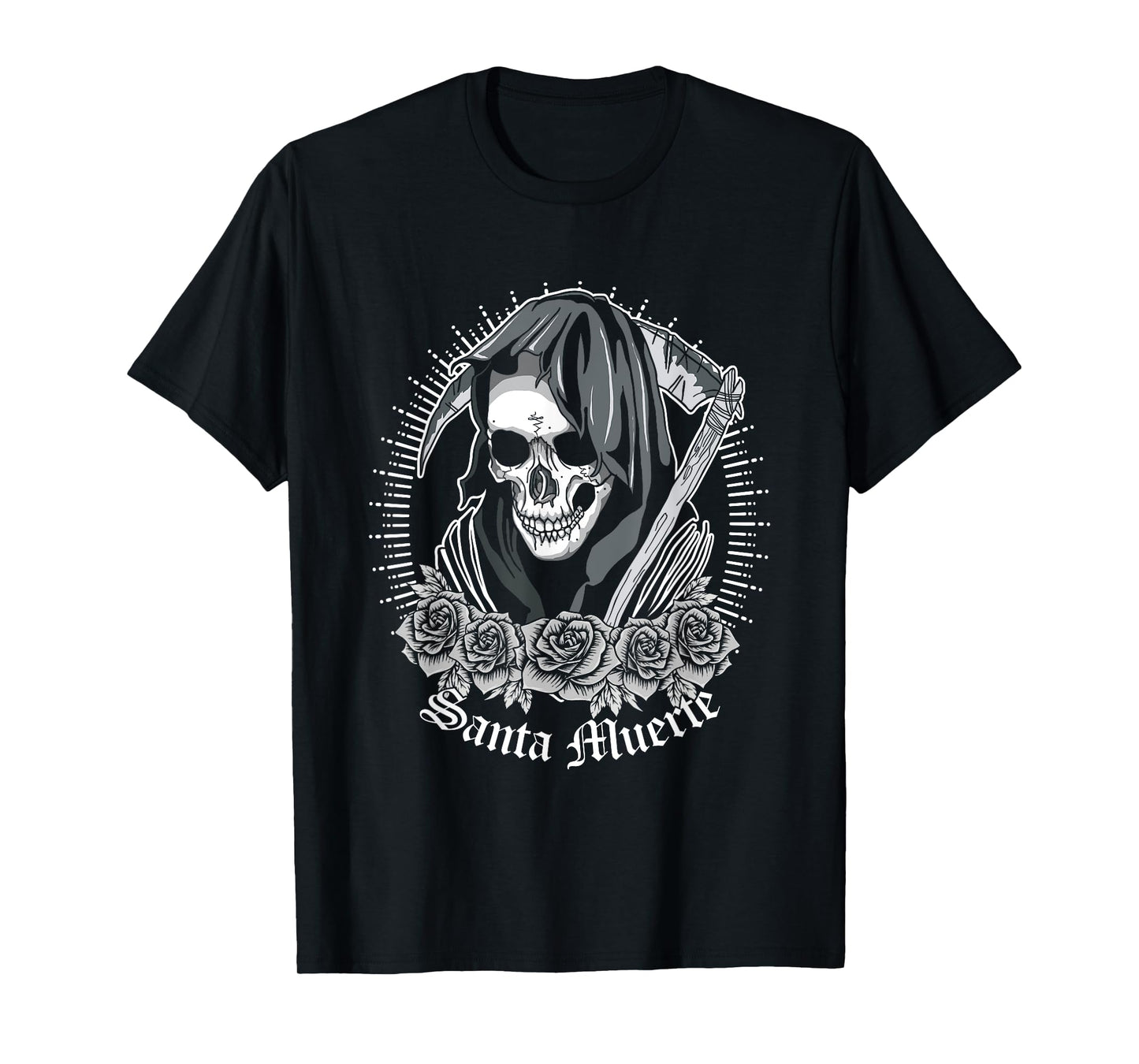 Santa Muerte Female Deity Mexican Satanic Dead Sugar Skull T-Shirt