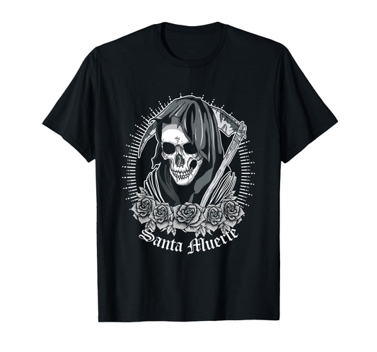 Santa Muerte Female Deity Mexican Satanic Dead Sugar Skull T-Shirt