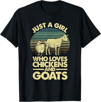 Cool Chicken Goat For Women Girls Chicken Farmer Goat Lovers T-Shirt