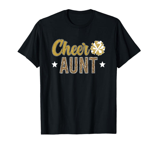 Cheer Aunt Leopard Cheerleading Auntie Cheerleader Aunt T-Shirt
