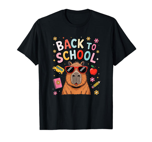 Back To School Capybara Sunglasses Colourful Students Kids T-Shirt