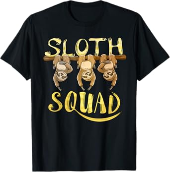 Cool Sloth Squad | Funny Lazy Slow Animal Lover Group Gift T-Shirt