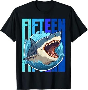 15 Year Old - 15th Birthday Boy Shark T-Shirt