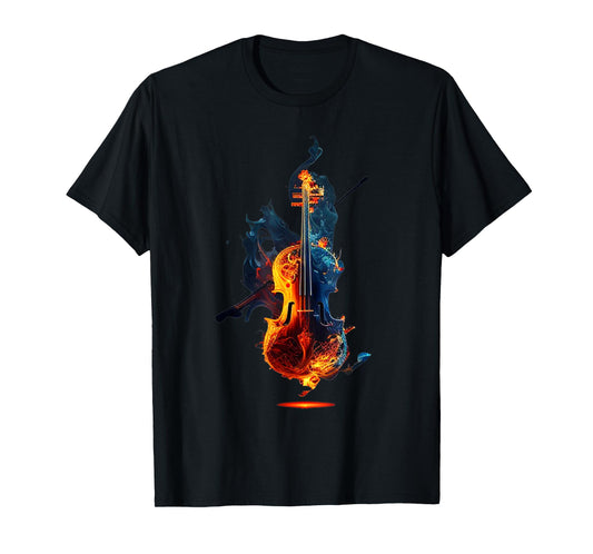 Cool Violin on Fire for burning Music T-Shirt
