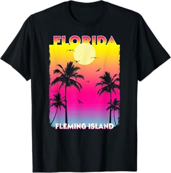 Fleming Island Florida Fl summer vintage Sunset T-Shirt for Men Women Kids