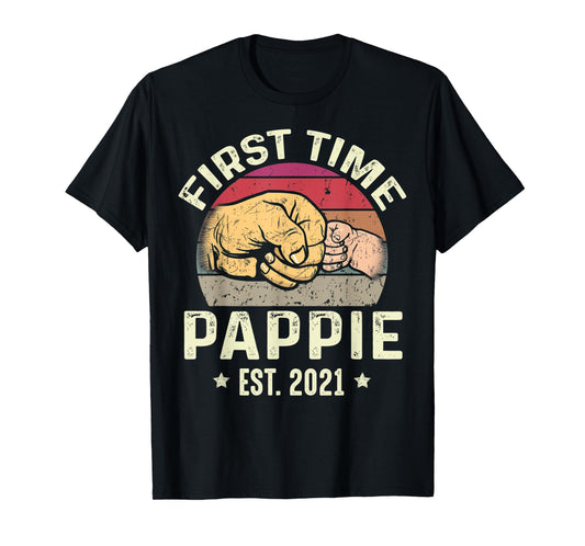 First Time Pappie Est 2021 for New Pappie Funny Fathers Day T-Shirt