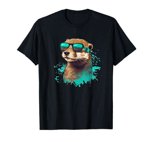 Funny looking Otter with Sunglasses T-Shirt