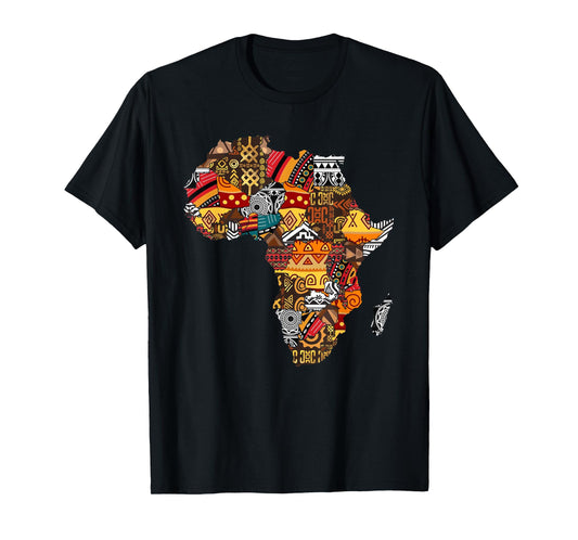 African Native Pride Funny Africa Map Heritage Pattern Gift T-Shirt