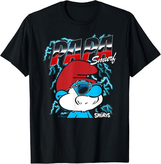 The Smurfs Chrome and Lightning Papa Smurf Cartoon T-Shirt