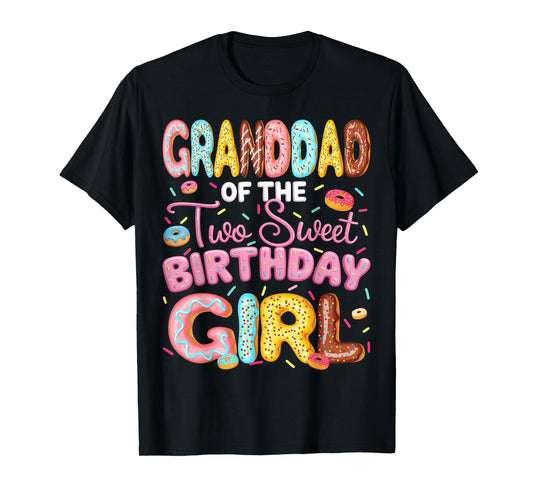 Granddad Of The Two Sweet Birthday Girl Donut 2Nd Birthday T-Shirt
