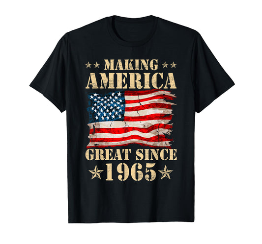 Vintage Making America Flag Great Since 1965 Birthday Party T-Shirt