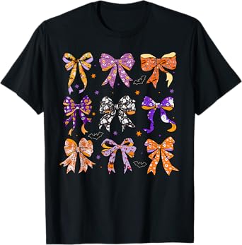 Ghost Bow Coquette Halloween Spooky Season Women Girls Kids T-Shirt