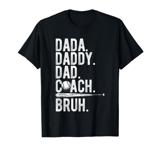Dada Daddy Dad Coach Bruh Funny Baseball Dad Father's Day T-Shirt