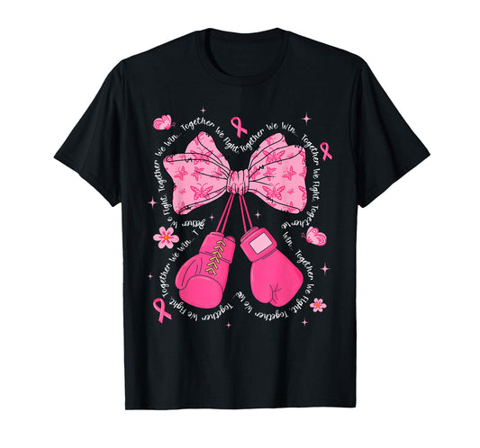 Together We Fight Win Breast Cancer Awareness Boxing Gloves T-Shirt