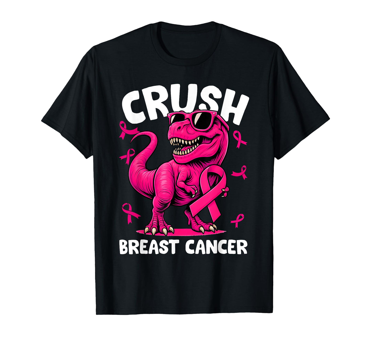 Crush Breast Cancer Dinosaur Pink Ribbon Kids Men Women T-Shirt