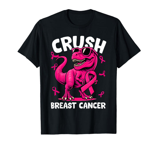 Crush Breast Cancer Dinosaur Pink Ribbon Kids Men Women T-Shirt