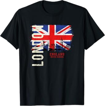 City Country Flag Banner Skyline Panorama London England Great Britain Europe T-Shirt
