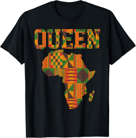 African Queen Art For Women Girls Kente Cloth African Print T-Shirt