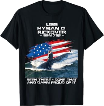 USS Hyman G Rickover SSN-795 American Flag Submarine Veteran T-Shirt