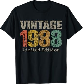 Vintage 1988 Limited Edition 37th Birthday Gifts 37 Year Old T-Shirt