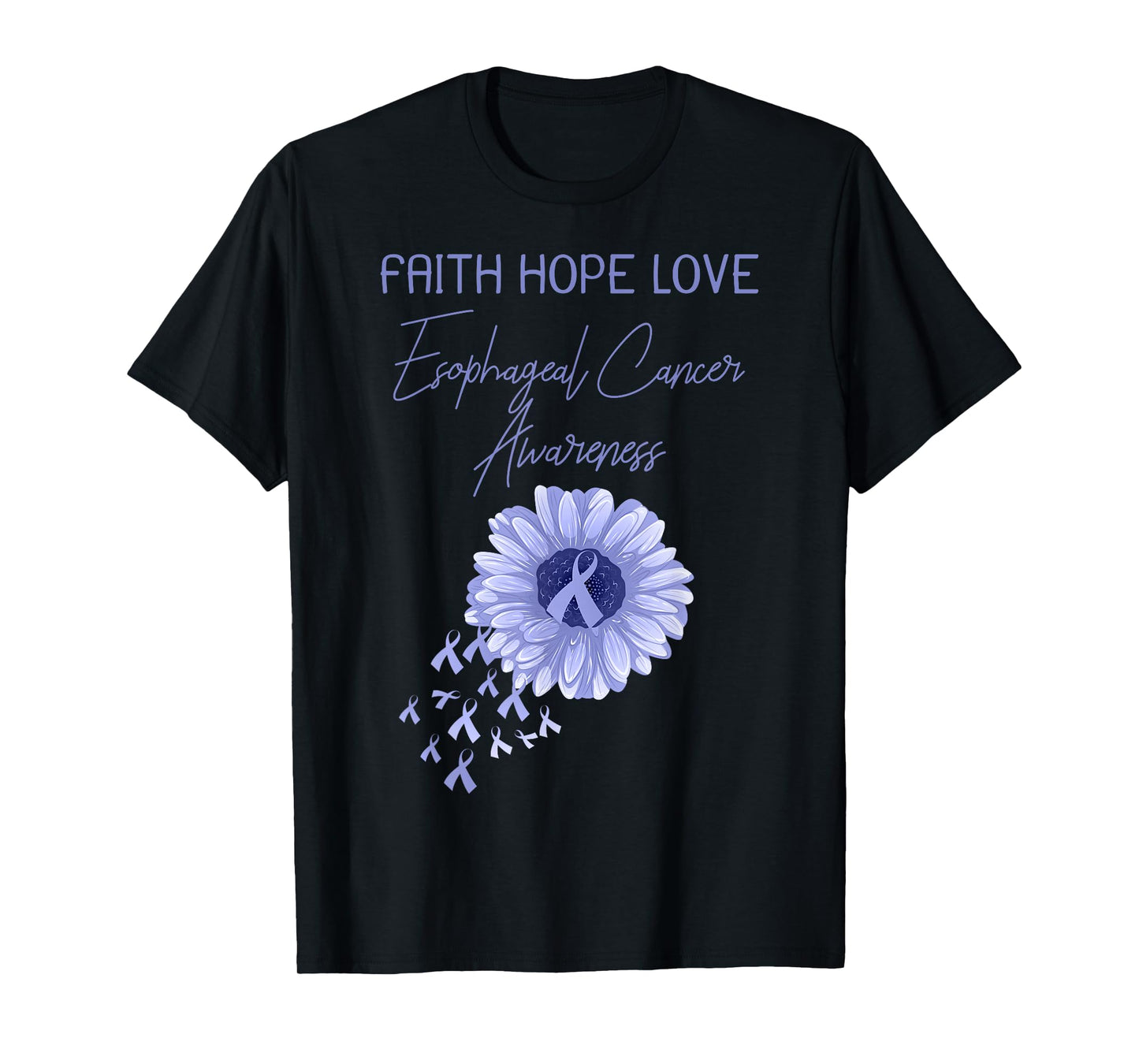 Faith Hope Love Esophageal Cancer Periwinkle Ribbon T-Shirt