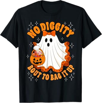 No Diggity Bout To Bag It Up Cute Ghost Halloween Kids T-Shirt