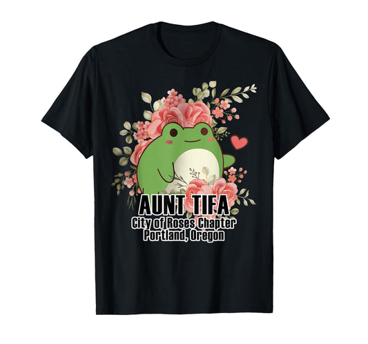 Aunt Tifa Frog Portland Oregon Floral Cute Graphic Women T-Shirt