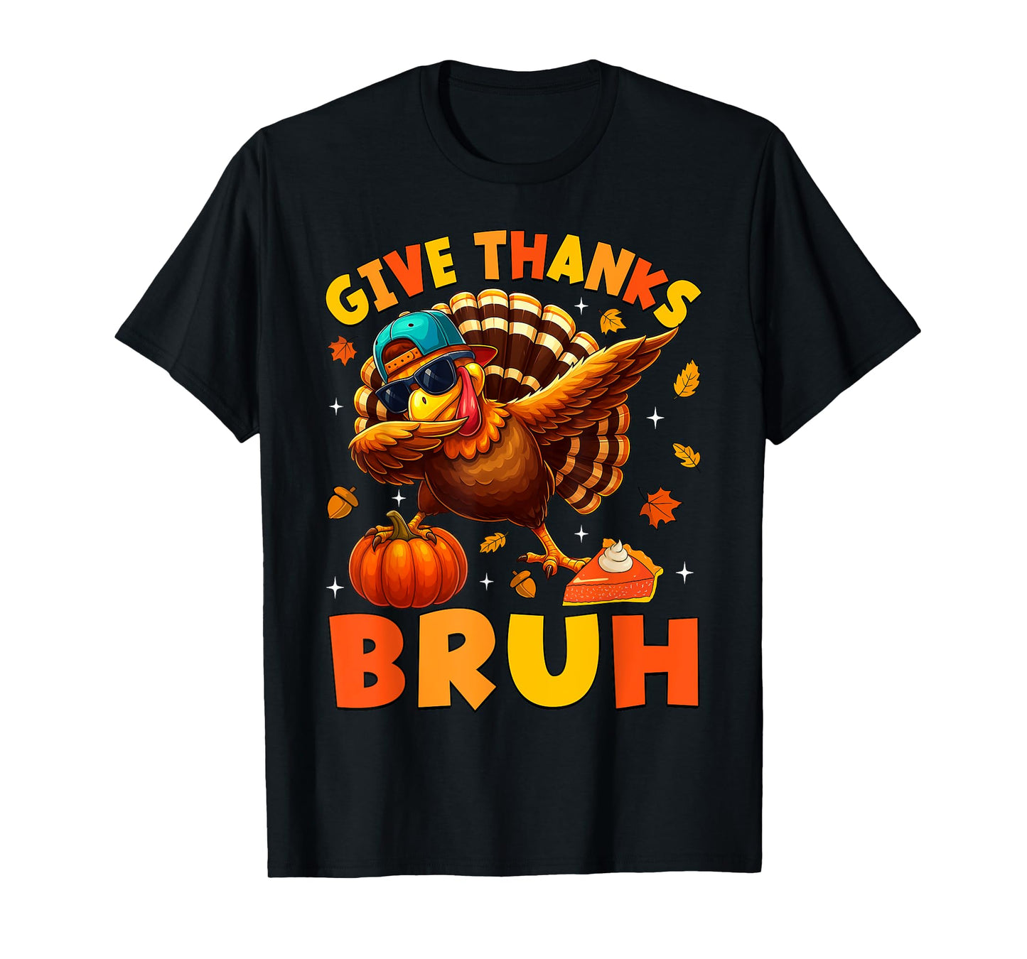 Bruh Give Thanks Funny Dabbing Turkey Thanksgiving Boy Kids T-Shirt