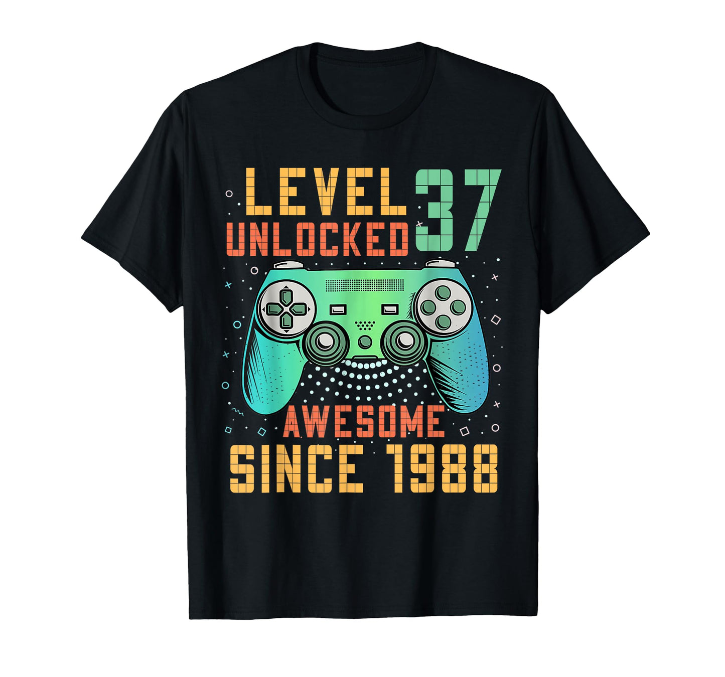 37th Birthday Gamer 37 Year Old Bday Men Game Level Unlocked T-Shirt