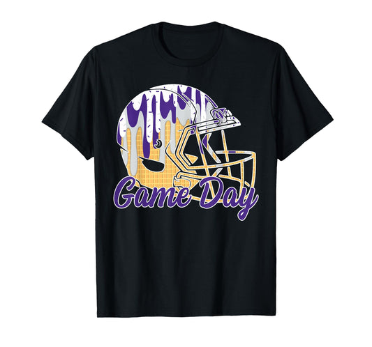 Football Drip Game Day Sports Football Mom Go Cheer Purple T-Shirt