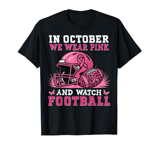 Football Breast Cancer Halloween in October we wear Pink Men T-Shirt