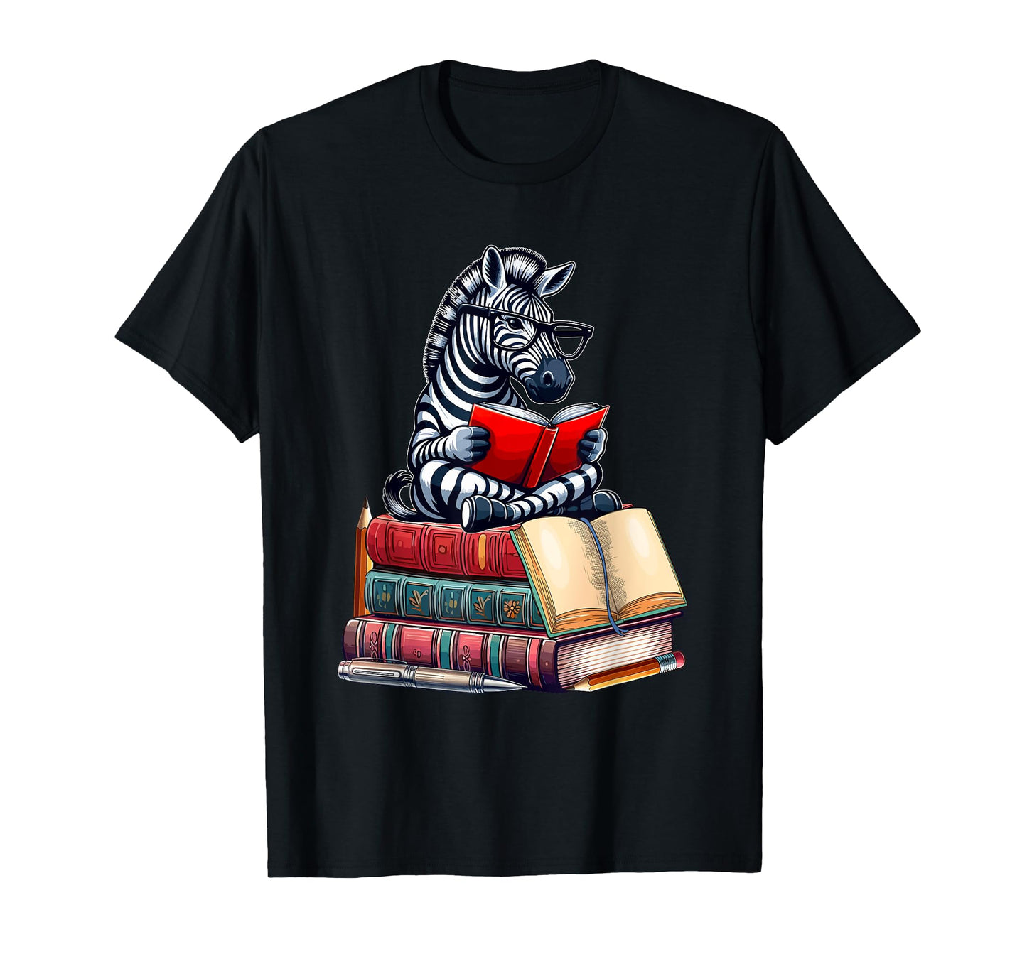Zebra Reading Books Matching Bookworm Readers Librarian T-Shirt