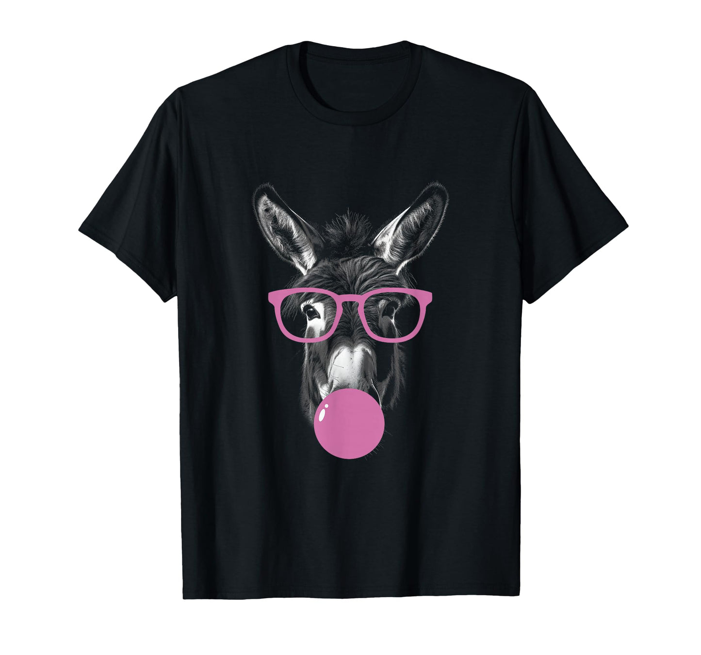 Cool Donkey Face Eating Gum And Makes A Bubble Cute Donkey T-Shirt