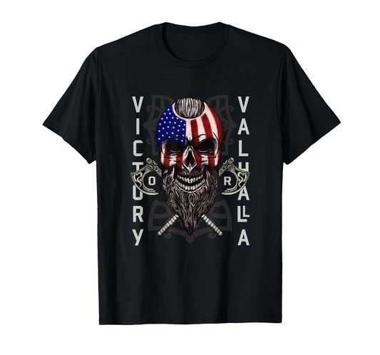American Viking Victory Valhalla Axe & Skull Flag T-Shirt T-Shirt