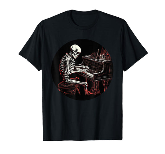 Funny Skeleton with Piano Keyboard for classical Music Fans T-Shirt