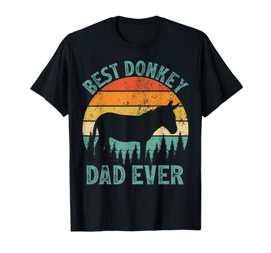 Funny Donkey Vintage Best Donkey Dad Ever Father's Day T-Shirt
