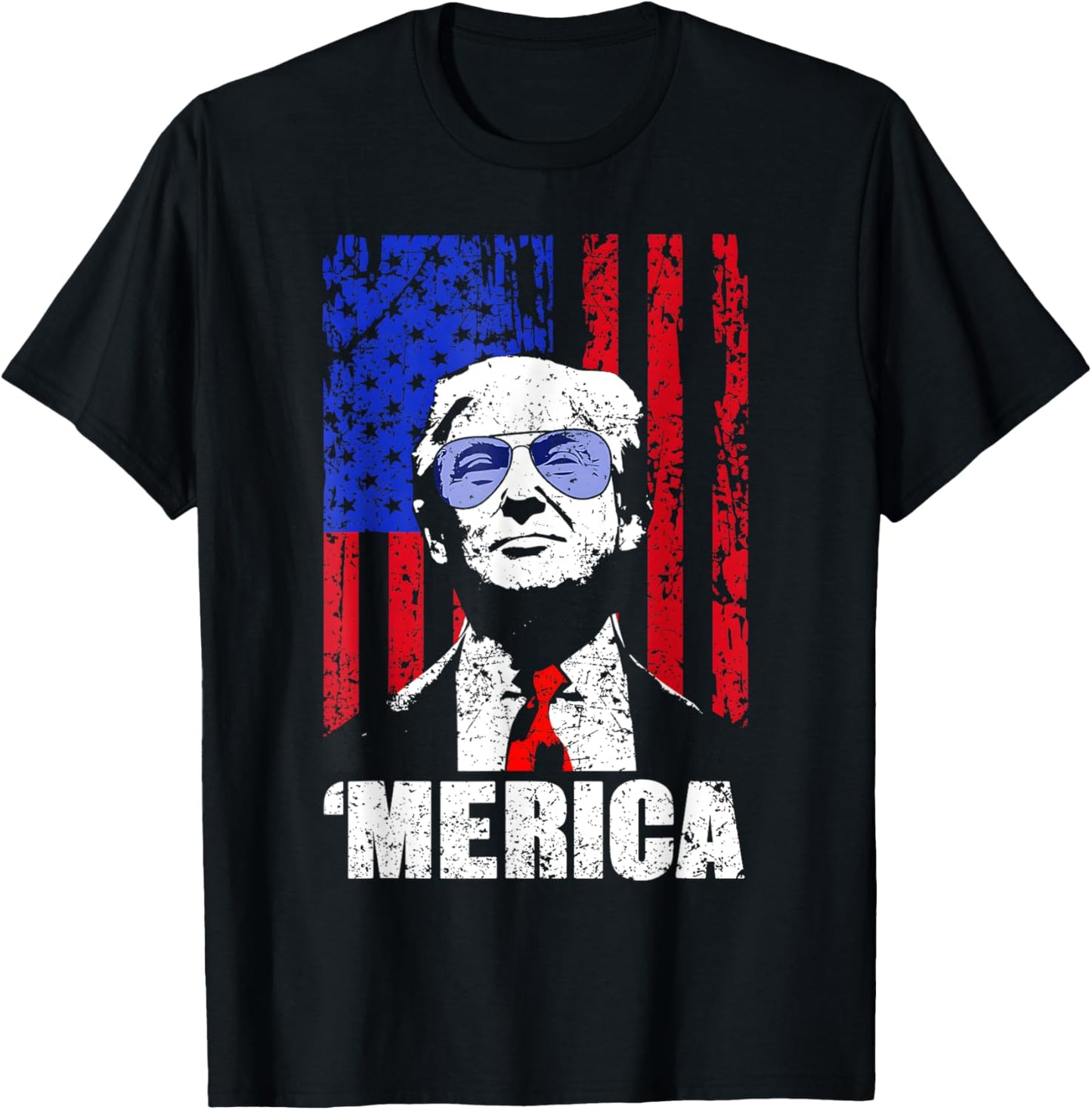 'MERICA TRUMP Happy 4th Of July Trump American Flag Gifts T-Shirt